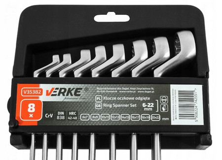 Klucze Oczkowe Gięte 8szt 6-22mm Verke V35382