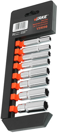 Zestaw nasadek długich 1/4" 6-13mm 8szt Verke V39098