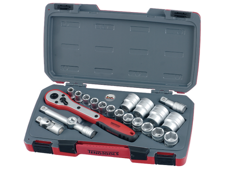 21-elementowy zestaw narzędzi nasadowych z chwytem kwadratowym 1/2" Teng Tools 167240100