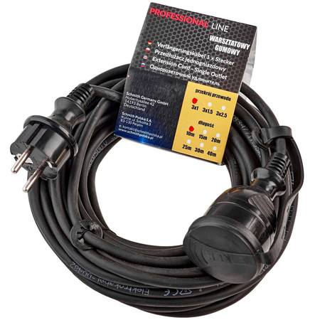 Przedłużacz Czarny 3x1,5mm 10m Schmith SPPLJ-2-10