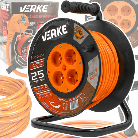 Przedłużacz na bębnie 3x1,0mm 25m Verke V70001