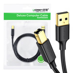 UGREEN US135 Kabel USB 2.0 A-B do drukarki, pozłacany, 1m (czarny)