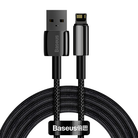 Kabel USB do Lightning Baseus Tungsten Gold, 2.4A, 2m (czarny)