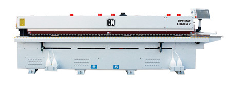 Okleiniarka krawędziowa ze wstępnym frezowaniem, zarabianiem naroży OPTIMAT LOGICA 7, cyklina promieniowa, cyklina płaska (klejowa), system natryskowy, polerka, PUR/EVA