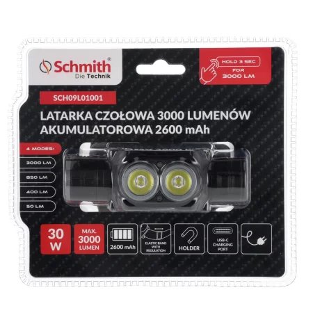 Latarka czołowa 3000lm Schmith SCH09L01001