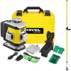 Laser krzyżowy (zielony) 4x360 Nivel System CL4G + tyczka zestaw