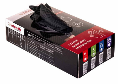 Rękawiczki rękawice nitrylowe XL 50szt Schmith SNIM-BLACKGRIP
