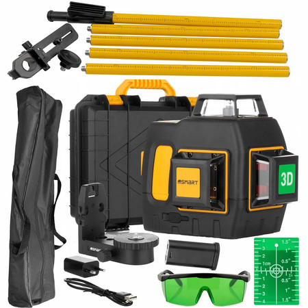 Laser krzyżowy zielony 3×360° 40m + tyczka 3,3m Zestaw Smart SM-06-03040G