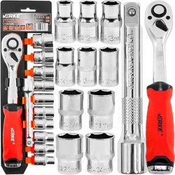 Zestaw nasadek z grzechotką 1/2'' 12szt 72T i przedłużką Verke V39096