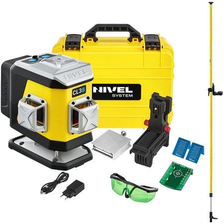 Laser krzyżowy (niebieski) 3X360 Nivel System CL3B + tyczka zestaw