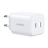 Ładowarka sieciowa Ugreen X526, 45W, GaN, 2x USB-C (biała)