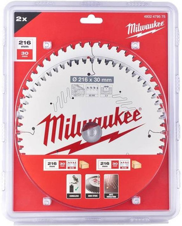 Tarcze do drewna 216x30mm 2szt Milwaukee 4932479575