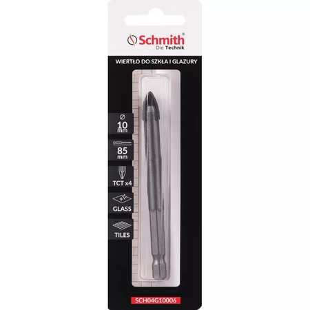Wiertło do szkła i glazury ceramiki 10x85mm SCHMITH SCH04G10006 
