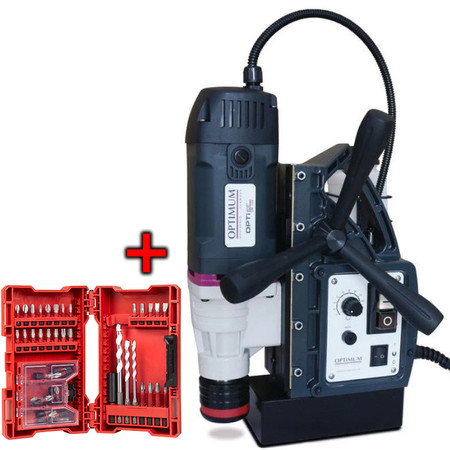 Wiertarka magnetyczna DM 50V Optimum 3071150 + zestaw bitów i wierteł