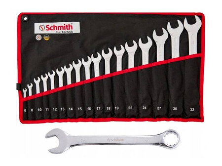 Klucze płasko-oczkowe 17szt Schmith SQKPO-02