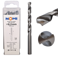 Wiertło do metalu 10 szt. 8,2mm Nomi hrc vector do stali tworzyw drewna żeliwa