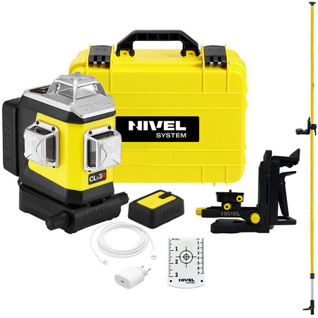 Laser krzyżowy (czerwony) 3x360 Nivel System CLx3R + tyczka zestaw