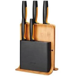 Komplet Zestaw 5 Noży w Bloku Bambusowym Fiskars 1057552