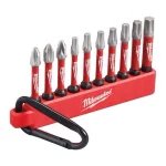 Zestaw bitów 10szt shockwave impact duty z karabińczykiem Milwaukee 4932480941