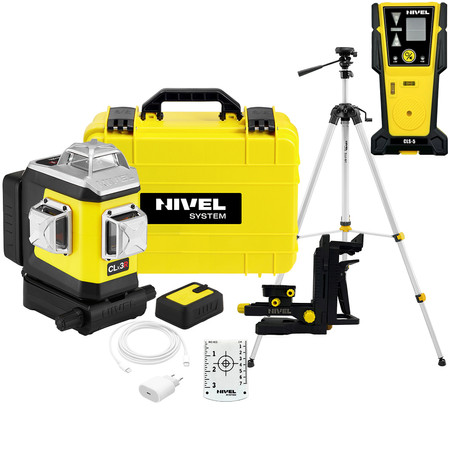 Laser krzyżowy (czerwony) 3x360 Nivel System CLx3R + czujnik statyw zestaw