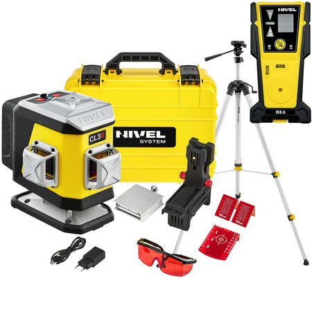 Laser krzyżowy (czerwony) 3x360 Nivel System CL3R + czujnik i statyw zestaw