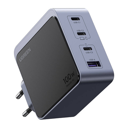 Ładowarka sieciowa Ugreen Nexode S (Air) 100W, 3x USB-C, USB (szara)