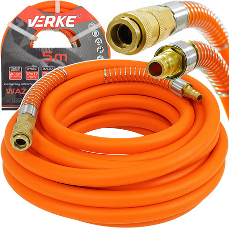Wąż pneumatyczny 5m 12x17mm zakuwany gumowy miękki PVC+NBR Verke V81376