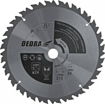 Piła Tarczowa Do Drewna 315x30mm 24Z Dedra HL31524
