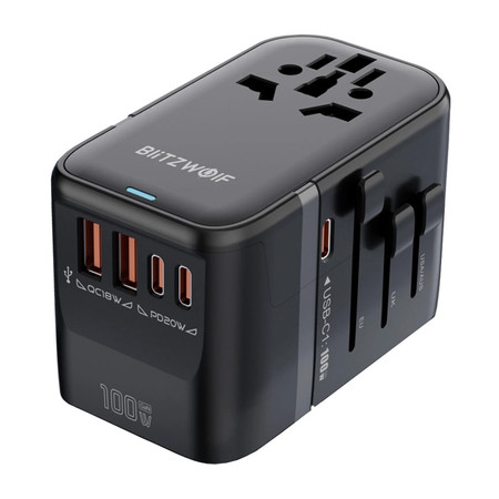 Adapter Podróżny 5w1 Blitzwolf BW-TA2 2xUSB PD + 2xC QC + C GaN 100W