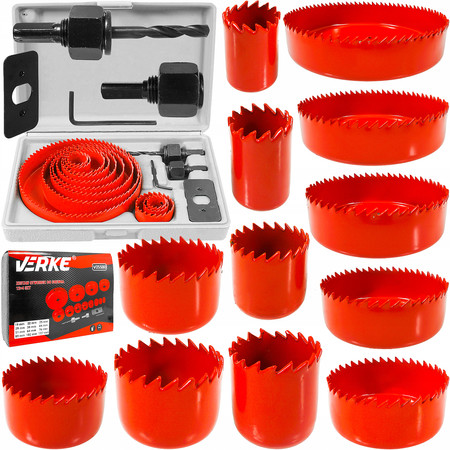 Zestaw otwornic do drewna 19-127mm 12+4szt Verke V05500
