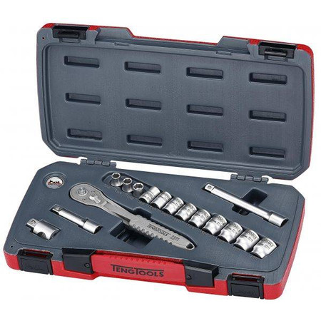 16-elementowy zestaw narzędzi nasadowych nierdzewnych z chwytem kwadratowym 3/8". TS3816 Teng Tools 167520105