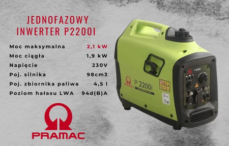 AGREGAT PRĄDOTWÓRCZY INWERTEROWY 1,9 PRAMAC P2200I