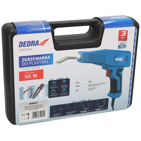 Zgrzewarka do plastiku 500⁰C DEDRA DED7528 zestaw zszywek 400szt.
