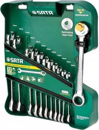 ZESTAW KLUCZY PŁASKO-OCZKOWYCH 12szt SATA 09066