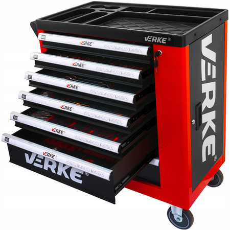 Szafka narzędziowa 7+1 szuflad 250 elementów Verke V33107 + Lampa GRATIS