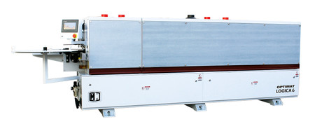 Okleiniarka krawędziowa ze wstępnym frezowaniem OPTIMAT LOGICA 6, cyklina promieniowa, cyklina płaska (klejowa), system natryskowy, polerka, PUR/EVA
