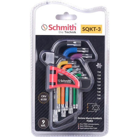 Klucze Imbusowe Torx Krótkie 9szt Schmith SQKT-3