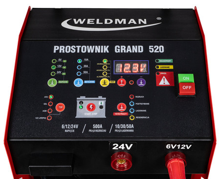 Prostownik inwerterowy z rozruchem 6/12/24V GRAND 520 Weldman 104521