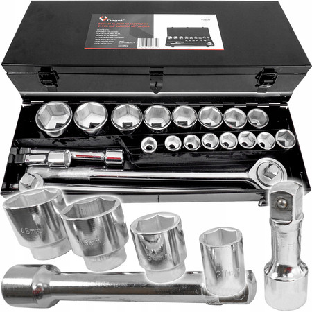 Zestaw kluczy nasadowych 3/4'' 21szt metalowa walizka Verke V39077