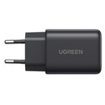 Ładowarka sieciowa Ugreen X527, 45W, GaN, USB + 2x USB-C (czarna)