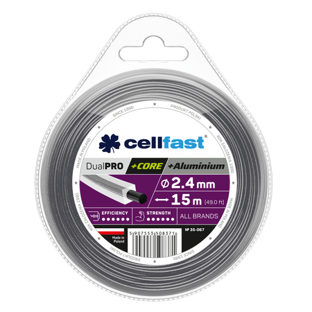 Żyłka tnąca do kosy z rdzeniem 2,4 mm 15m kwadrat CELLFAST 35-067