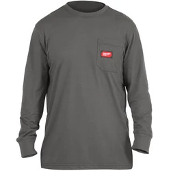 Koszulka szara L z kieszonką z długim rękawem Milwaukee 4932493040