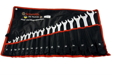Klucze płasko-oczkowe 17szt Schmith SQKPO-02