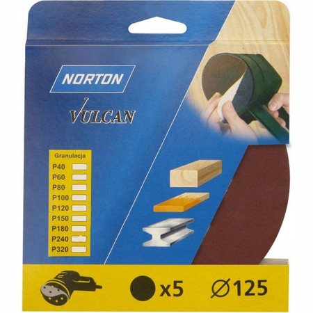 KRĄŻEK NA RZEP 5szt 125mm P240 ELEKTROKORUND NORTON 69957373240