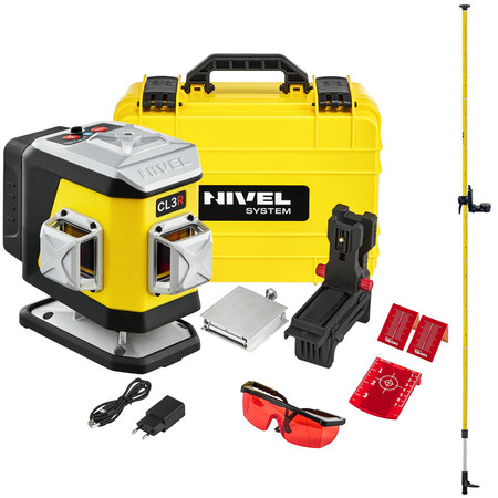 Laser krzyżowy (czerwony) 3x360 Nivel System CL3R + tyczka zestaw