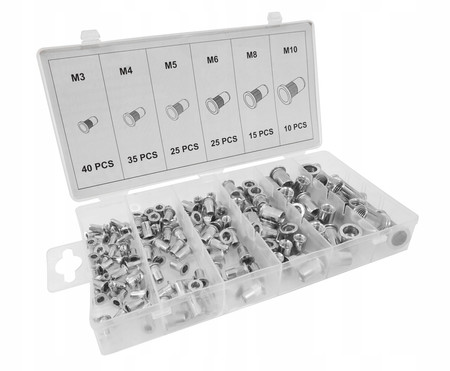 Zestaw nitonakrętki aluminiowe M3-M10 150szt Verke V06701