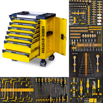 Szafka narzędziowa SZN254 wózek warsztatowy z wyposażeniem 253 elementy Viber-System