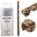 Wiertło do metalu kobaltowe 10 szt. 5,8mm hrc co Nomi do stali tworzyw aluminium