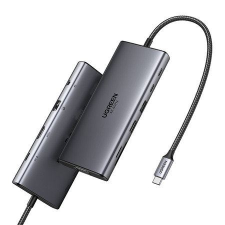 Hub USB-C Ugreen CM639, HDMI, VGA, 2x USB-C 3.2 10Gbps, 2x USB, SD/TF, RJ45, AUX 3.5mm, PD, 4K 60 Hz