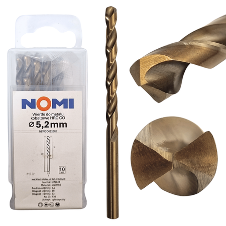 Wiertło do metalu kobaltowe 10 szt. 5,2mm hrc co Nomi do stali tworzyw aluminium